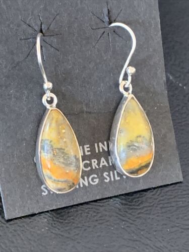 Native American Navajo Bumblebee Jasper Earrings Set | Sterling Silver | Authentic Handmade | 1562