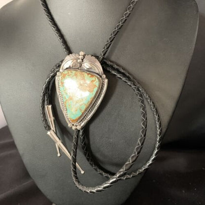 Southwestern Men's Bolo Tie | Blue #8 Turquoise | Sterling Silver | Navajo | 14112