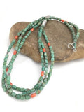 Navajo Green Royston Turquoise Spiny Oyster Necklace | Sterling Silver | 3-Strand 26" | 1140