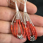 Liquid Silver Heishi Dangle Earrings | Apple Sponge Coral | Sterling Silver | 2.25" | 1977