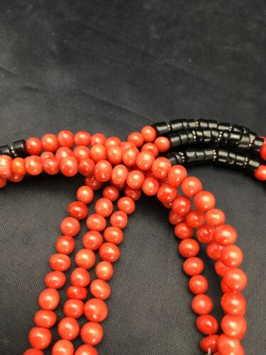 Navajo Red Coral 3 Strand Necklace | Sterling Silver | 19" | Authentic Native American Handmade | 2799
