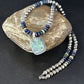 Navajo Green Turquoise Lapis Necklace with Opal Pendant | Sterling Silver | Native American Handmade | 14369