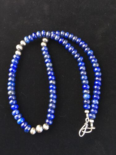 Native American Men's Lapis Lazuli Strand Necklace | Sterling Silver | 20" | 1735