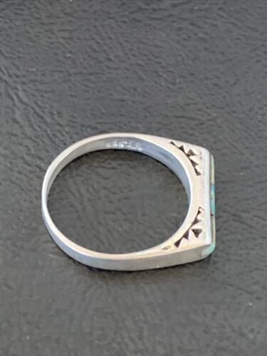 Southwestern Women's Navajo Blue Turquoise White Opal Inlay Ring | Sz 7 | 11151