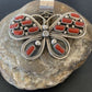 Navajo Red Coral Butterfly Pendant | Authentic Native American Sterling Silver | Multi-Stone | 1.5" | 1998