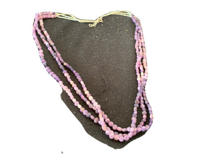 Navajo Sugilite Beads Liquid Heishi Necklace | 3 Strands Sterling Silver Tubes | Authentic Native American Handmade | 850