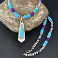 Navajo Blue Turquoise Sugilite Pendant | Sterling Silver Inlay Necklace | Authentic Native American Handmade | 14641