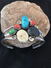Navajo Turquoise Spiny Oyster Lapis Bracelet | Sterling Silver | Platero | Southwestern | 8298