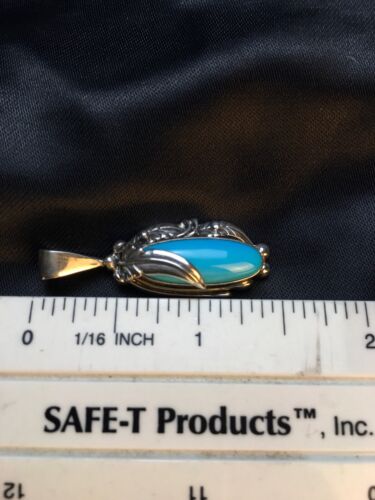 Southwestern Turquoise Blue Pendant Necklace | Sterling Silver | Navajo | 8917