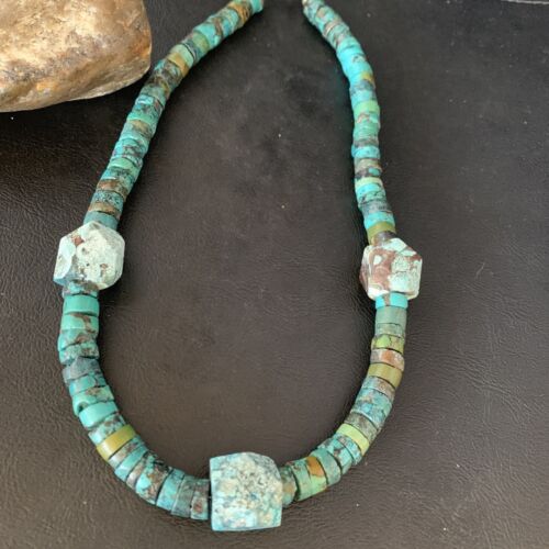 Navajo Turquoise Heishi Spiderweb Necklace | Sterling Silver | 20" | Authentic Native American Handmade | 13891