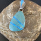 Men's Women's Navajo Blue Turquoise Opal Inlay Pendant | Sterling Silver | Authentic Native American Handmade | 12489