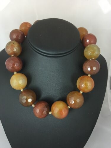 24mm Bold Faceted Carnelian Gold Filled Beads Necklace | 17" | Navajo Style |  3693
