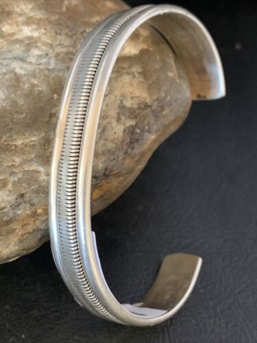 Old Pawn Southwestern Stamped Cuff Bracelet | Navajo Sterling Silver | Authentic Native American Handmade | 13831