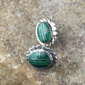 Navajo Green Malachite Inlay Earrings | Sterling Silver | Authentic Native American Handmade | 1987