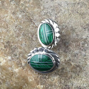 Navajo Green Malachite Inlay Earrings | Sterling Silver | Authentic Native American Handmade | 1987