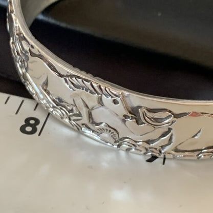 Navajo Horse Cuff Bracelet | Sterling Silver | Authentic Native American Handmade | 13225