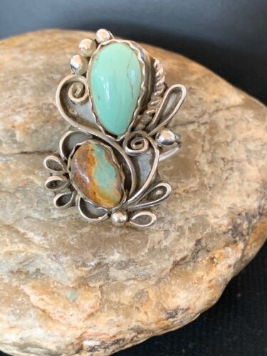 Navajo Multi-Stone Turquoise Ring | Sterling Silver | Sz 10.5 | Native American Handmade | 3230