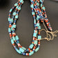 Native American Santo Domingo Turquoise Coral Bead Necklace | 3-Strand | 28" | 11988