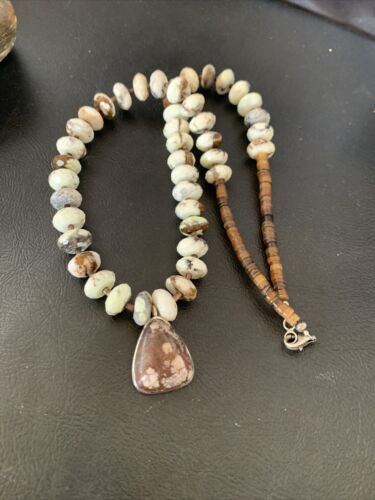 Navajo Wild Horse Turquoise Necklace | Sterling Silver | 21" | Authentic Native American Handmade | 12499