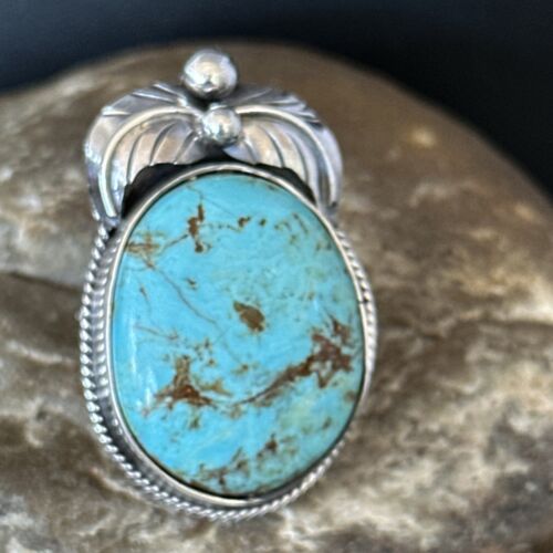 Navajo Blue Turquoise #8 Rings | Sterling Silver | Sz 10 | Authentic Native American Handmade | 14293