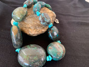 Navajo Graduated Sterling Silver Natural Blue Nugget Turquoise Necklace | Authentic Native American | 21" | 627