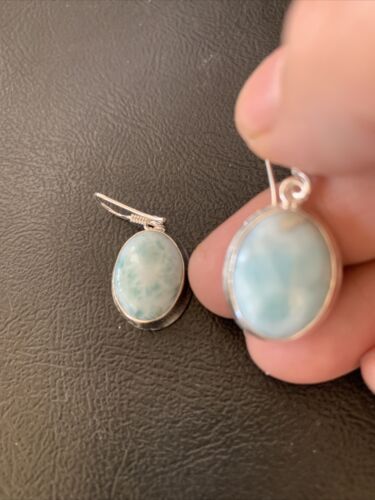 Navajo Blue Larimar Dangle Earrings | Sterling Silver Beads | Authentic Native American Handmade | 1616