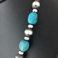 Authentic Native American | Navajo Sterling Silver Turquoise Necklace | Blue Green | 18" | 384