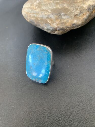Southwestern Navajo Blue Kingman Turquoise Ring | Sterling Silver | Sz 8 | 11567