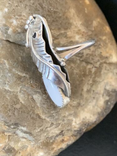 Navajo White Buffalo Turquoise Ring | Sterling Silver | Sz 8 | Authentic Native American Handmade | 12186