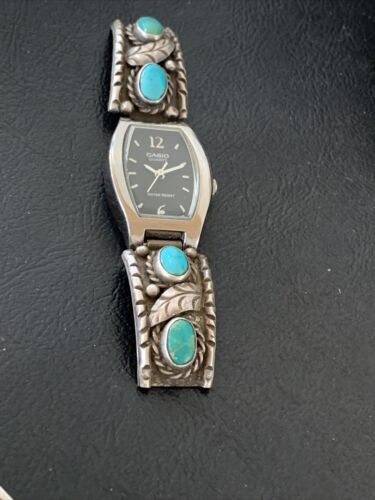 Vintage Navajo Sterling Silver Watch Tips | Old Pawn Blue Turquoise Band | Authentic Native American Jewelry