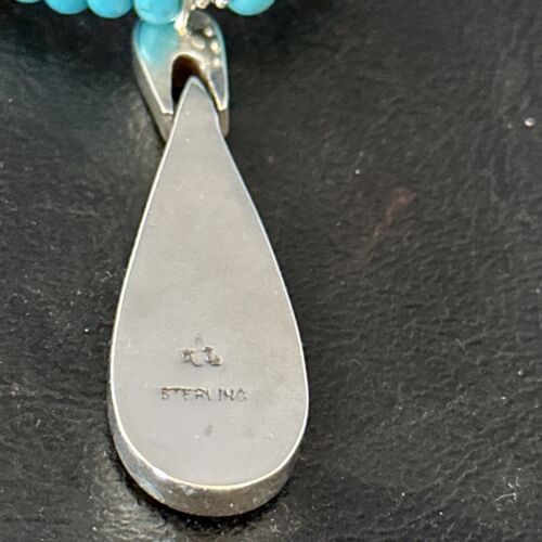 Navajo Blue Turquoise Pendant Necklace | Sterling Silver | 22" | Authentic Native American Handmade | 14603