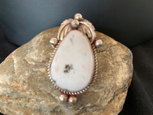 Southwestern Navajo White Buffalo Turquoise Ring | Sterling Silver | Sz 9 | 13088