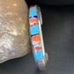 Navajo White Buffalo Turquoise Spiny Opal Inlay Bracelet | Sterling Silver | Authentic Native American Handmade | 12239