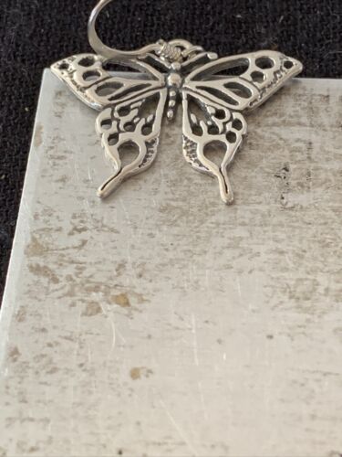 Native American Southwestern Sterling Silver Butterfly Earrings | 1" | 1519