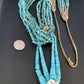 Men's XL Santo Domingo Blue Turquoise Shell Bead Jacla Necklace | 36" | 13187