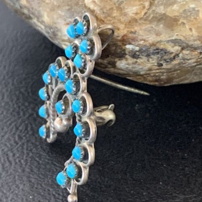 Navajo Zuni Turquoise Pin Pendant | Sterling Silver | Authentic Native American Handmade | 10708
