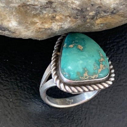 Navajo Green Sonoran Gold Turquoise Ring | Sterling Silver | Sz 6 | 10365