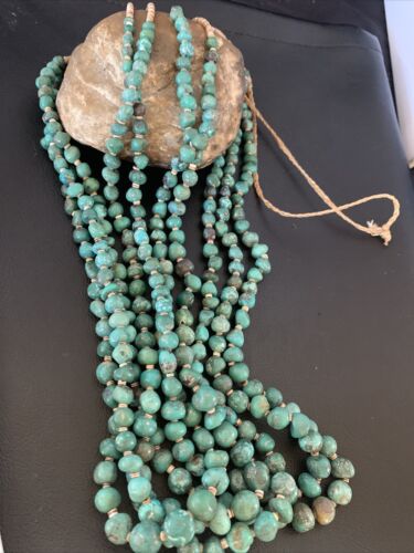 Men's XL Santo Domingo Blue Turquoise Shell 5-Strand Bead Necklace | 40" | 13186