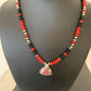 Navajo Pearls Necklace Pendant | Sterling Silver Onyx & Coral Inlay | Authentic Native American Handmade | 1930
