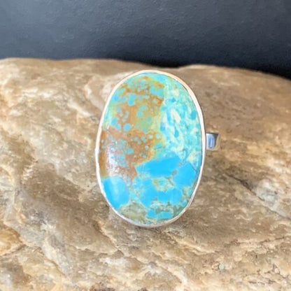 Navajo Blue Kingman Turquoise Ring | Sterling Silver | Sz 8 | Authentic Native American Handmade | 12794