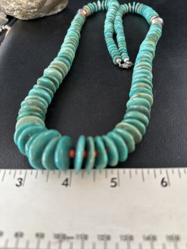 Navajo Turquoise Spiny Oyster Necklace | Sterling Silver | Authentic Native American | 32" | 14362