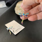 Navajo Dragonfly Turquoise Spiny Opal Inlay Earrings | Sterling Silver | 1" | Authentic Native American Handmade | 12016
