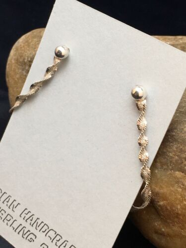 Native American Handmade Swirl Dangle Earrings | Sterling Silver | 8977