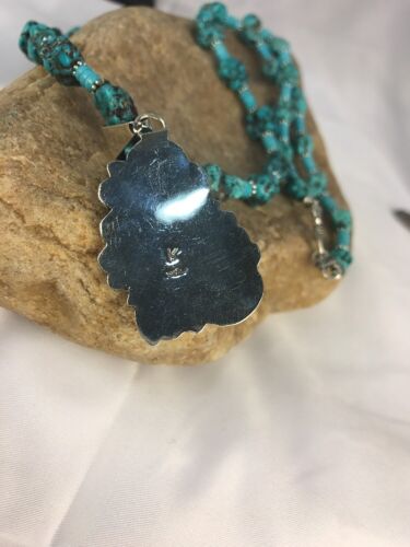 Navajo Kingman Turquoise Nugget Pendant Necklace | Sterling Silver | Multi-Stone | Southwestern Handmade