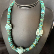 Navajo Turquoise Heishi Spiderweb Necklace | Sterling Silver | 20" | Authentic Native American Handmade | 13894