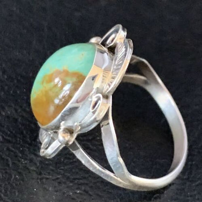 Navajo Green Royston Turquoise Ring | Sterling Silver | Sz 7.5 | Authentic Native American Handmade | 13720