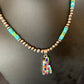 Navajo Multi-Color Blue Turquoise Pendant | Sterling Silver Pearls Necklace | Native American Handmade | 12617