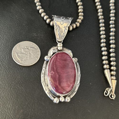 Navajo Purple Spiny Oyster Pendant Necklace | Sterling Silver | Authentic Native American Handmade | 14663