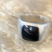 Southwestern Men's Navajo Black Onyx Inlay Ring | Sterling Silver | Sz 10 | Authentic Native American Handmade | 10740