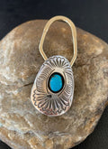 Navajo Turquoise Keyring | Sterling Silver | 2" | Authentic Native American Handmade | 11596